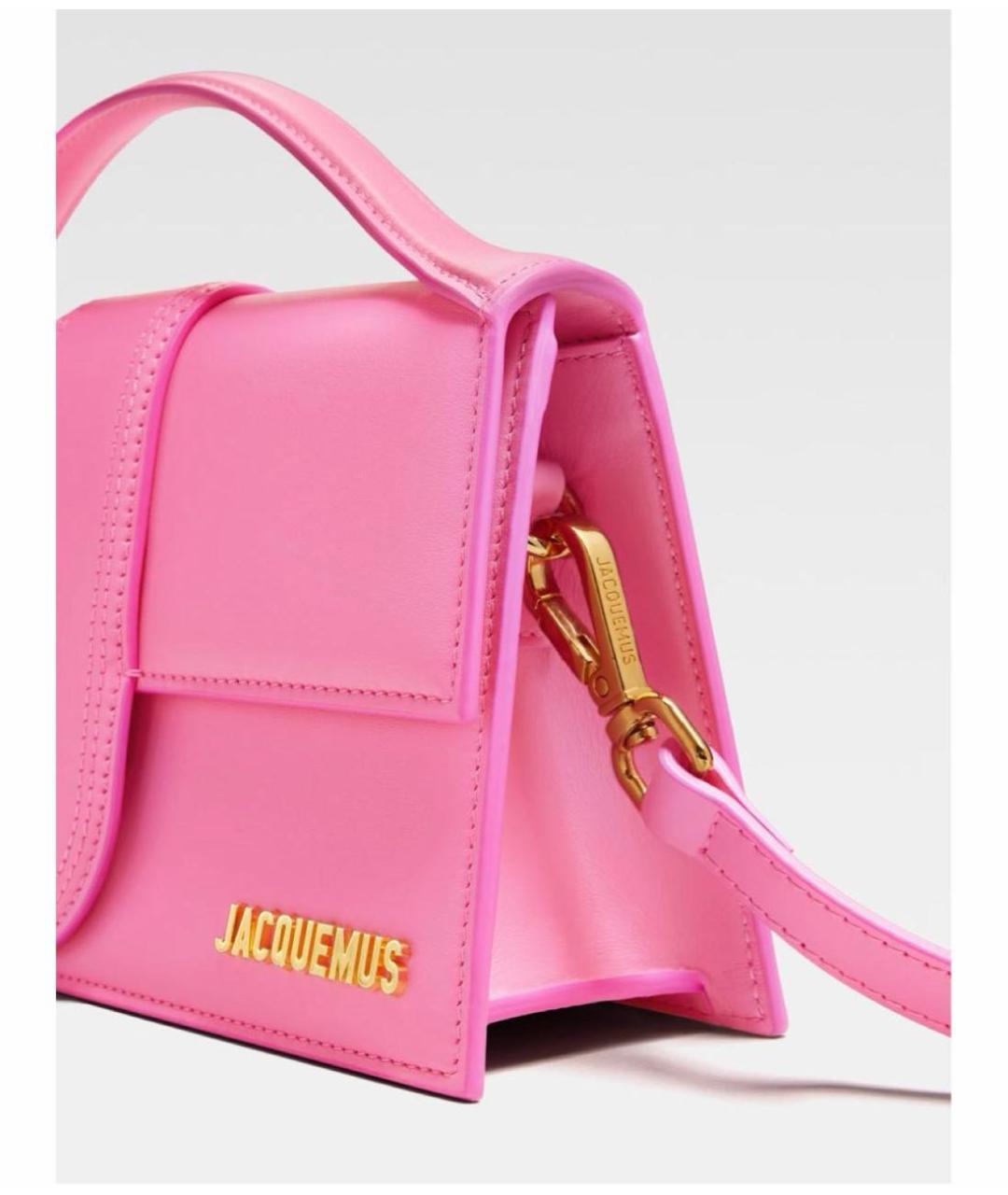 JACQUEMUS Розовая кожаная сумка через плечо, фото 2