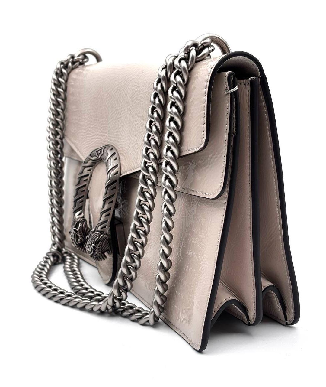 GUCCI Бежевая сумка через плечо из лакированной кожи, фото 3