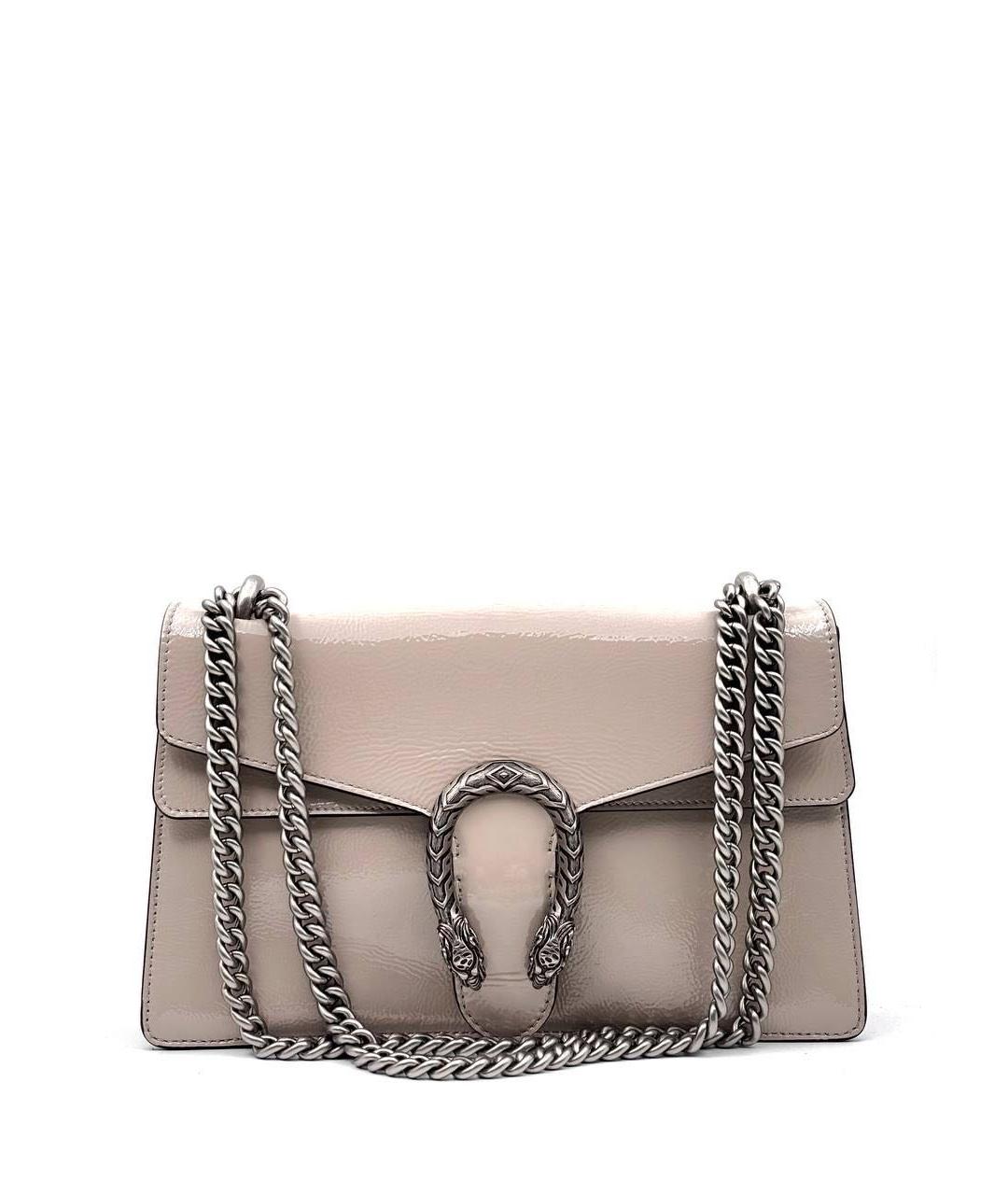 GUCCI Бежевая сумка через плечо из лакированной кожи, фото 1