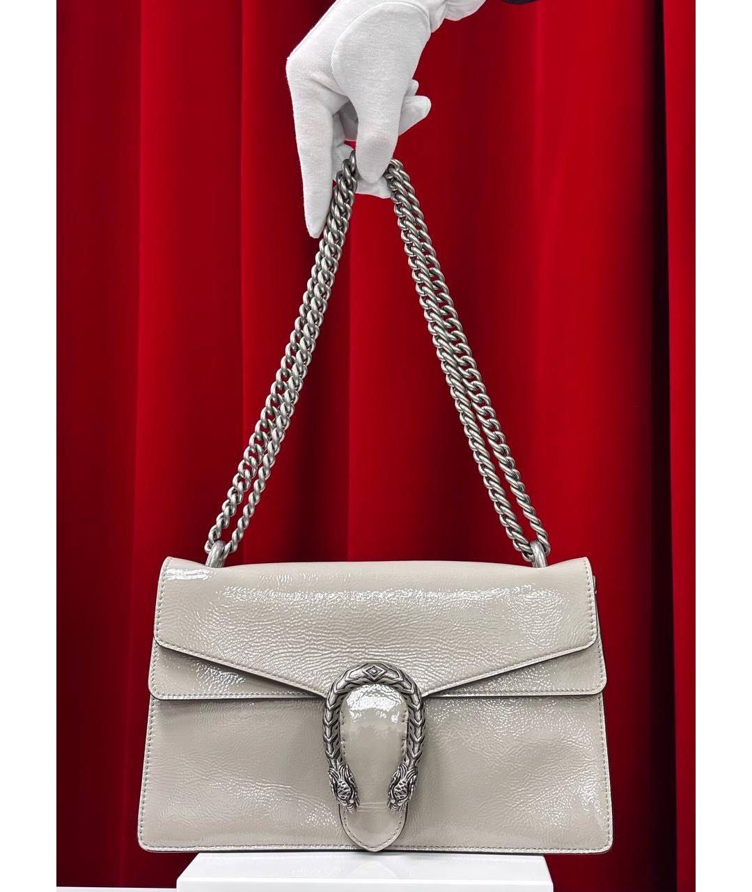 GUCCI Бежевая сумка через плечо из лакированной кожи, фото 4