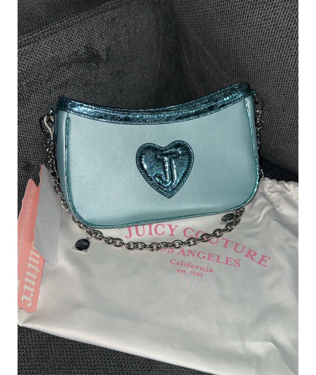 JUICY COUTURE Бирюзовая тканевая сумка с короткими ручками, фото 3