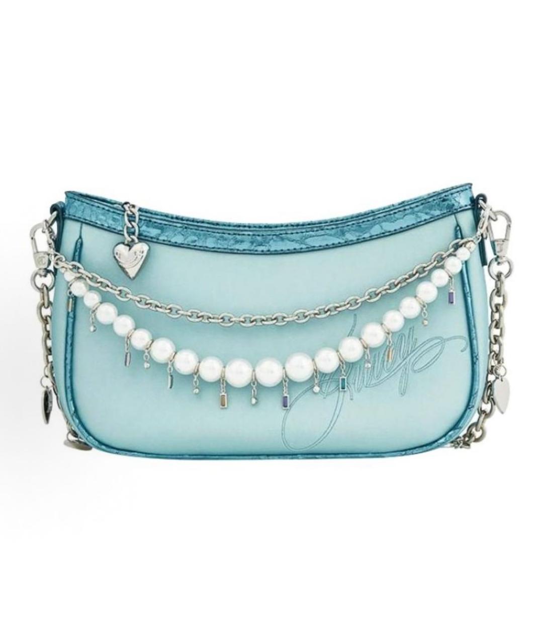 JUICY COUTURE Бирюзовая тканевая сумка с короткими ручками, фото 4