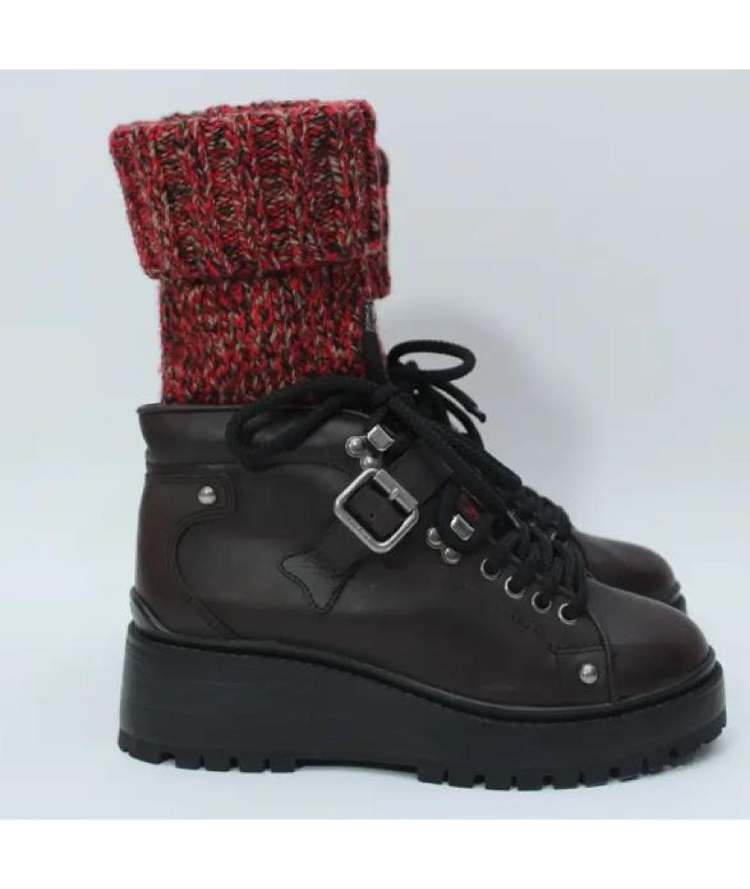 MIU MIU Коричневые кожаные ботинки, фото 7