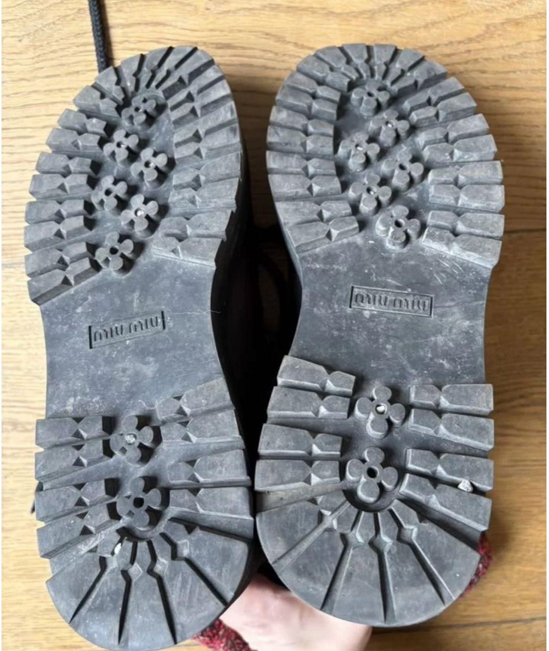 MIU MIU Коричневые кожаные ботинки, фото 5