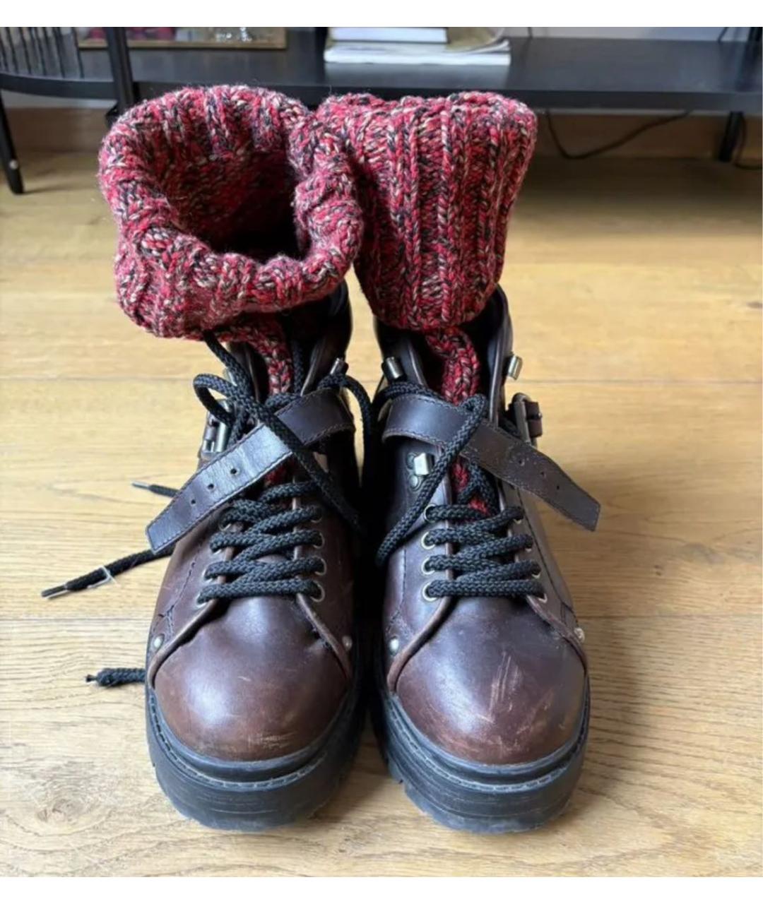 MIU MIU Коричневые кожаные ботинки, фото 4