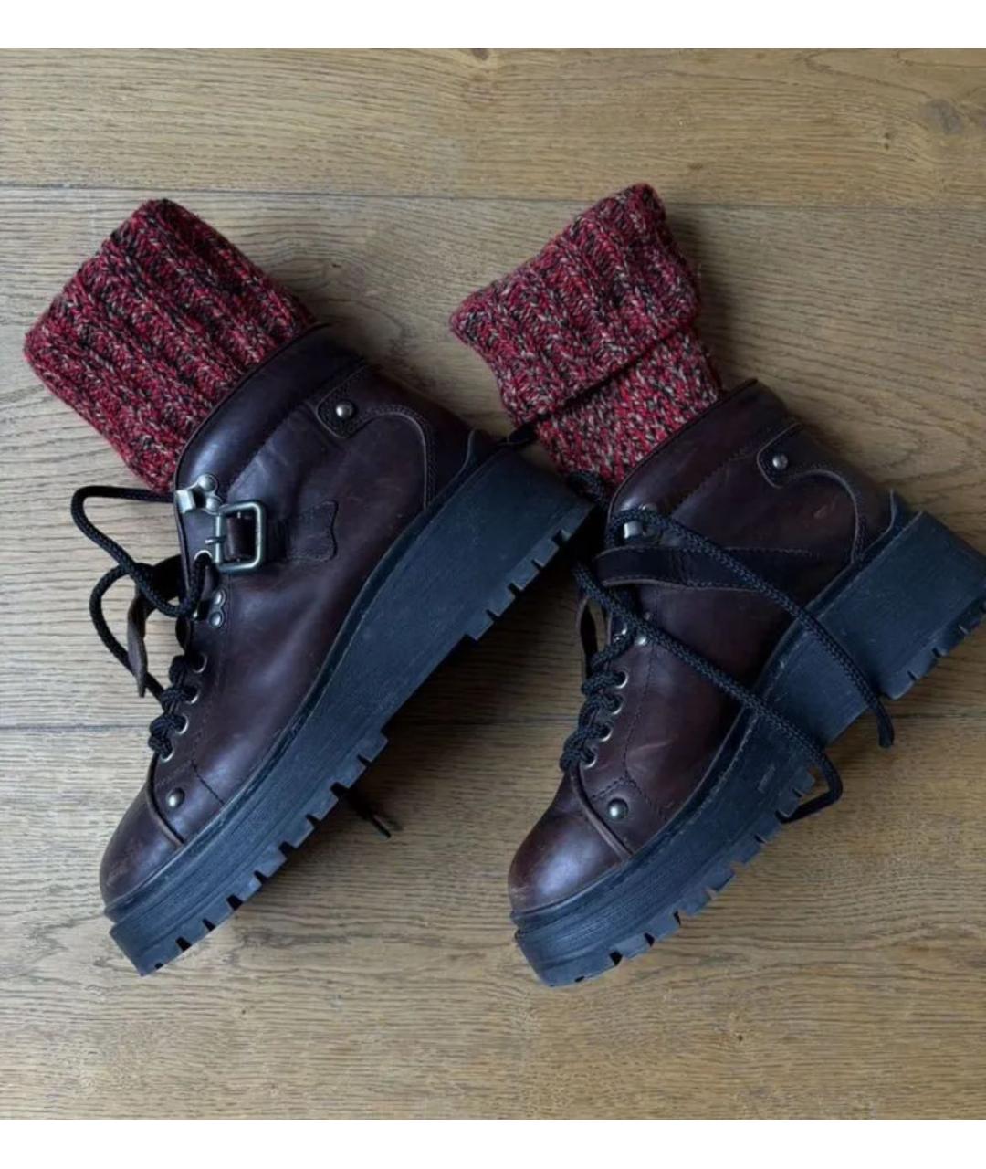 MIU MIU Коричневые кожаные ботинки, фото 2