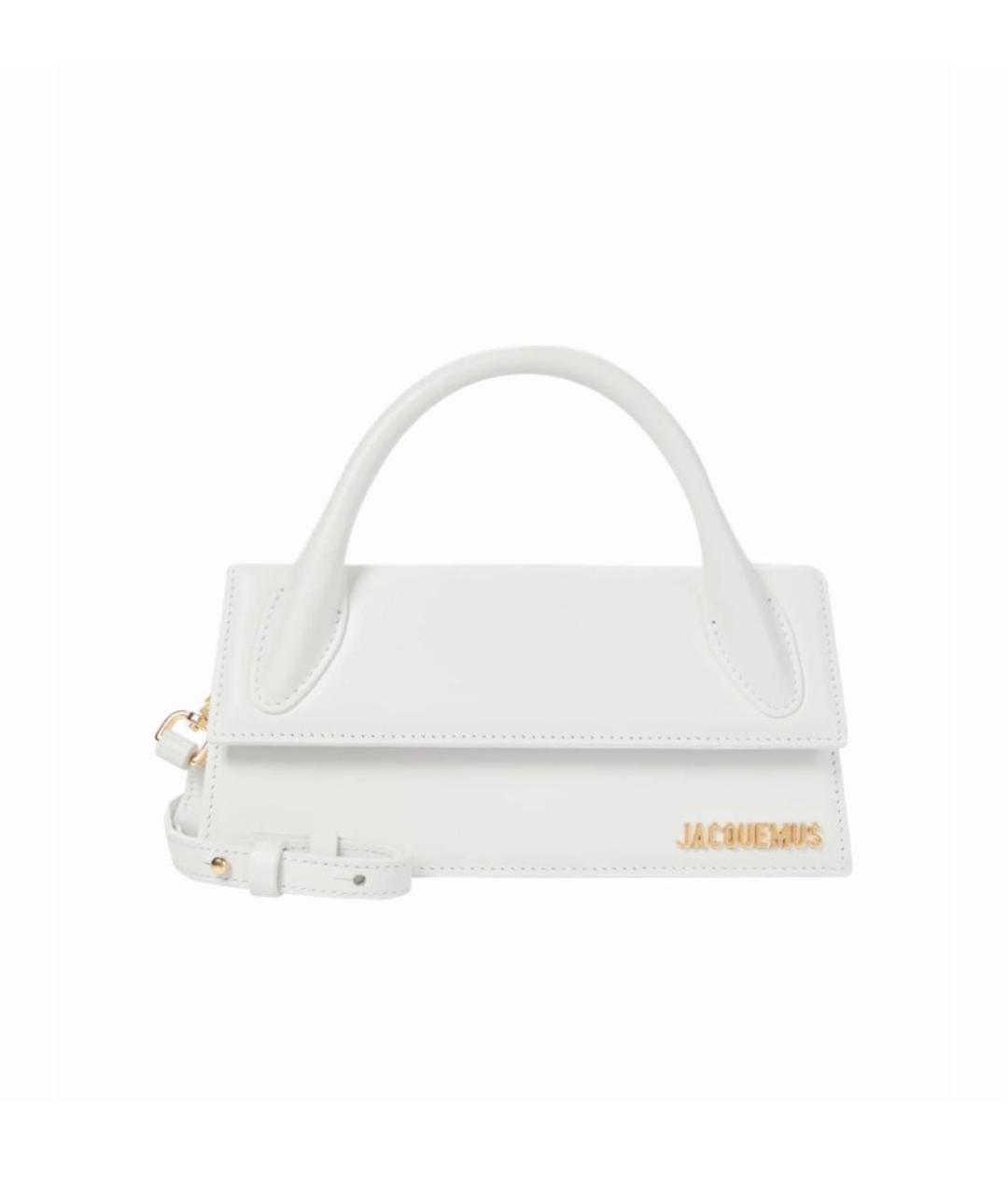 JACQUEMUS Белая кожаная сумка с короткими ручками, фото 1