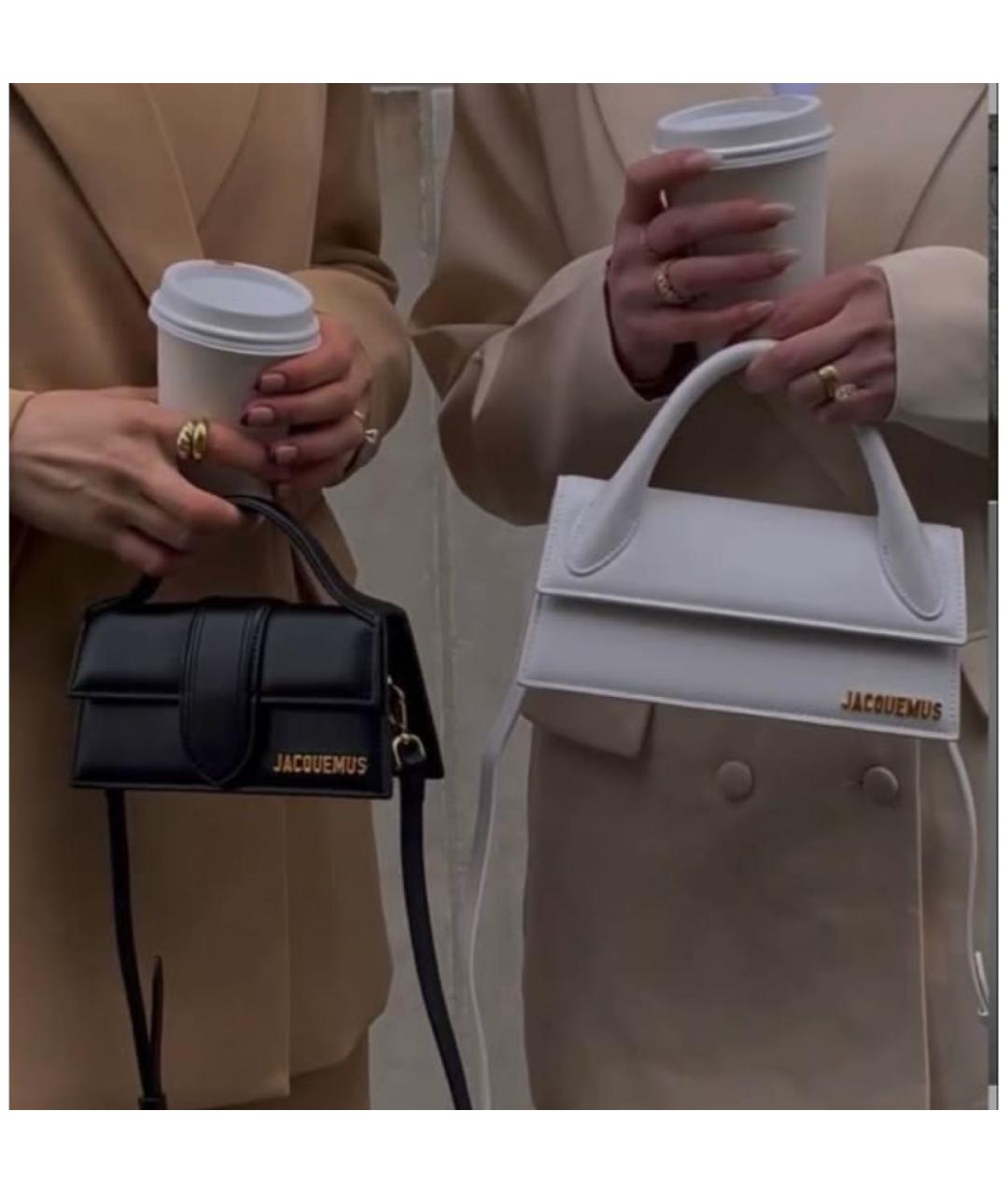 JACQUEMUS Белая кожаная сумка с короткими ручками, фото 3