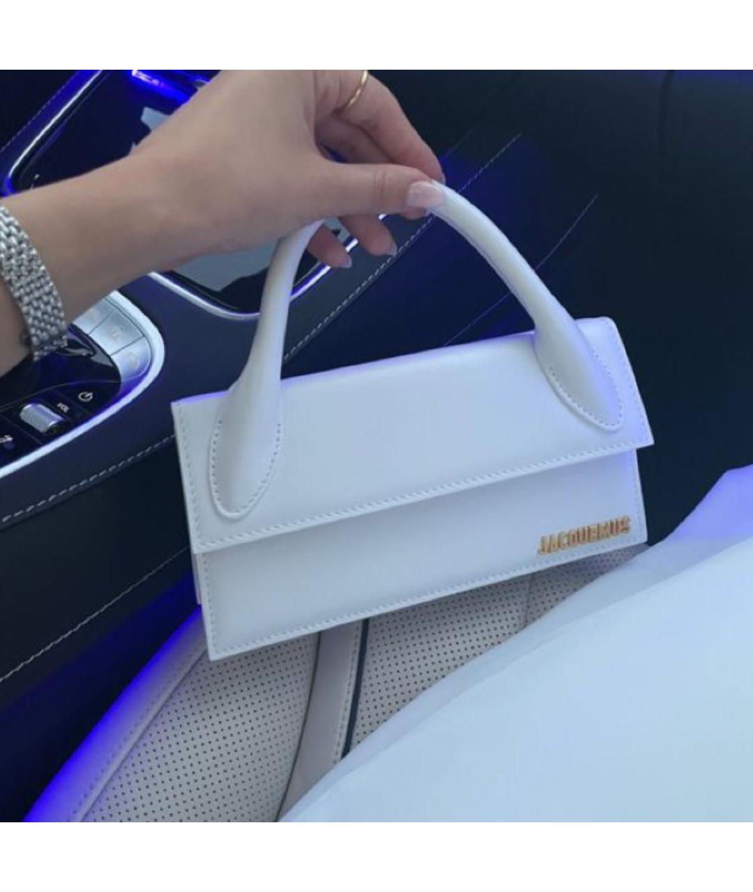 JACQUEMUS Белая кожаная сумка с короткими ручками, фото 2