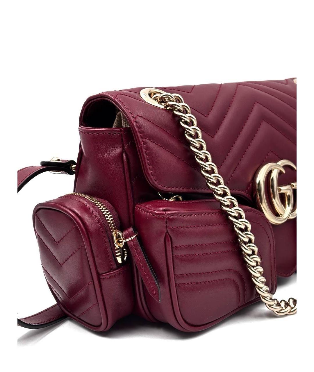 GUCCI Бордовая кожаная сумка через плечо, фото 3