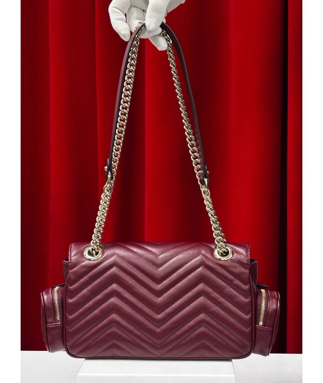 GUCCI Бордовая кожаная сумка через плечо, фото 5