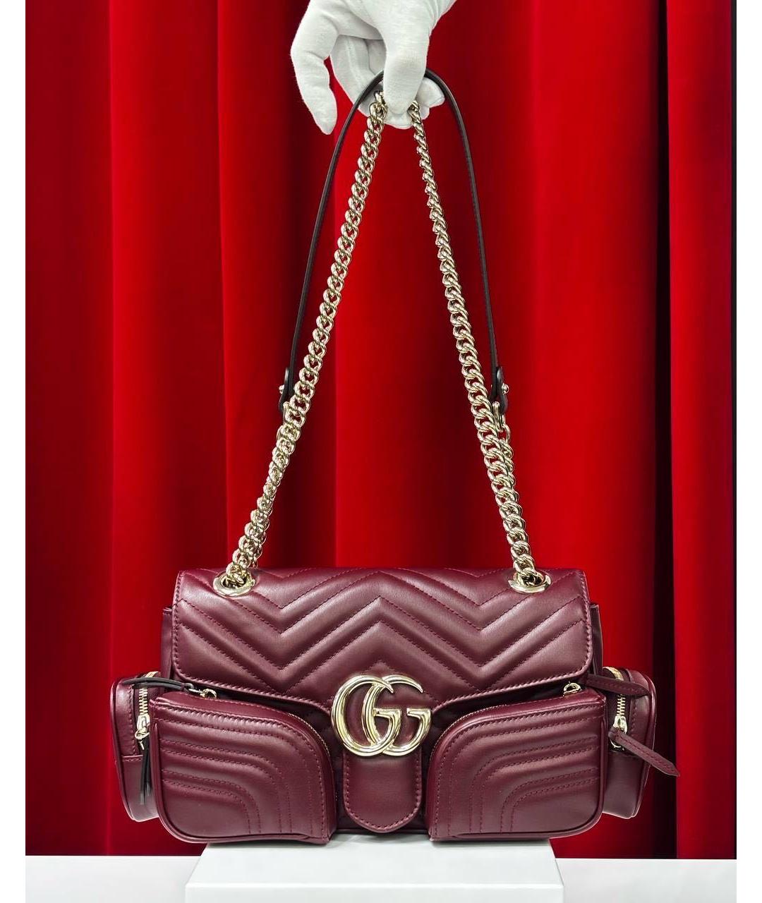 GUCCI Бордовая кожаная сумка через плечо, фото 4