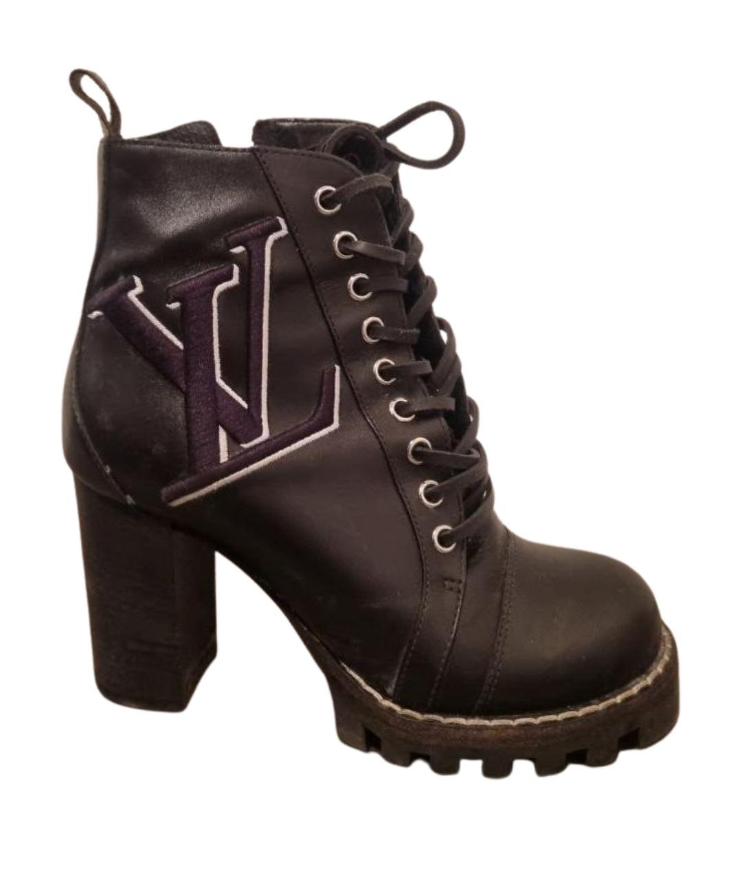 LOUIS VUITTON Черные кожаные ботильоны, фото 1