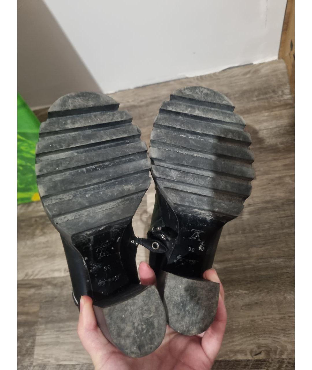 LOUIS VUITTON Черные кожаные ботильоны, фото 5