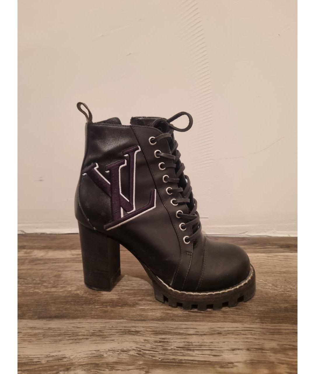 LOUIS VUITTON Черные кожаные ботильоны, фото 7