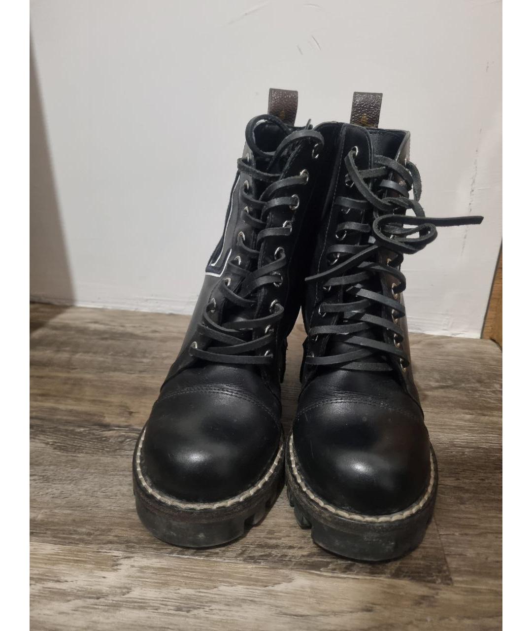 LOUIS VUITTON Черные кожаные ботильоны, фото 2