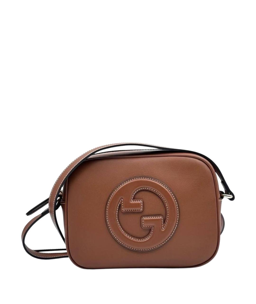 GUCCI Коричневая кожаная сумка через плечо, фото 1