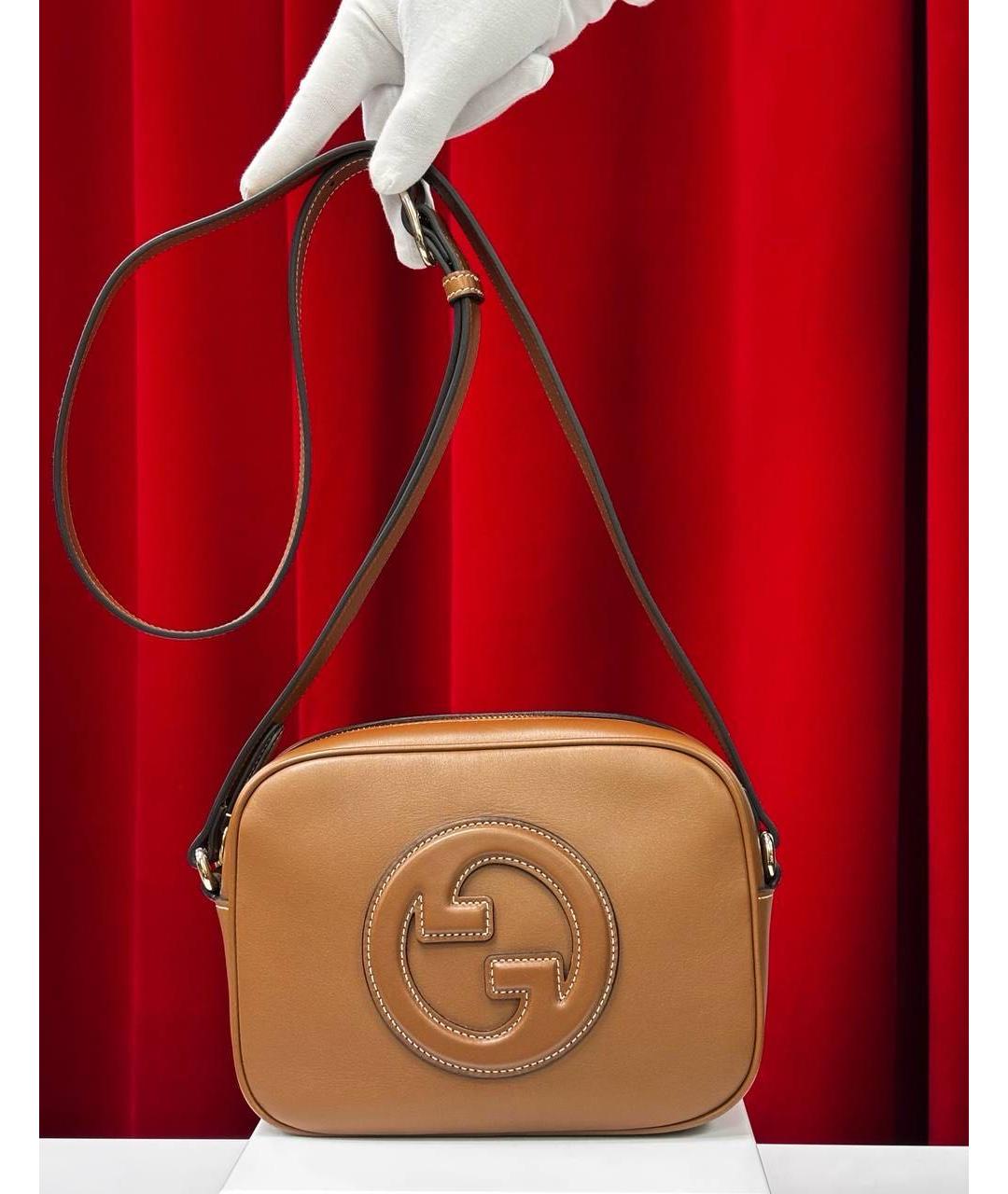 GUCCI Коричневая кожаная сумка через плечо, фото 4