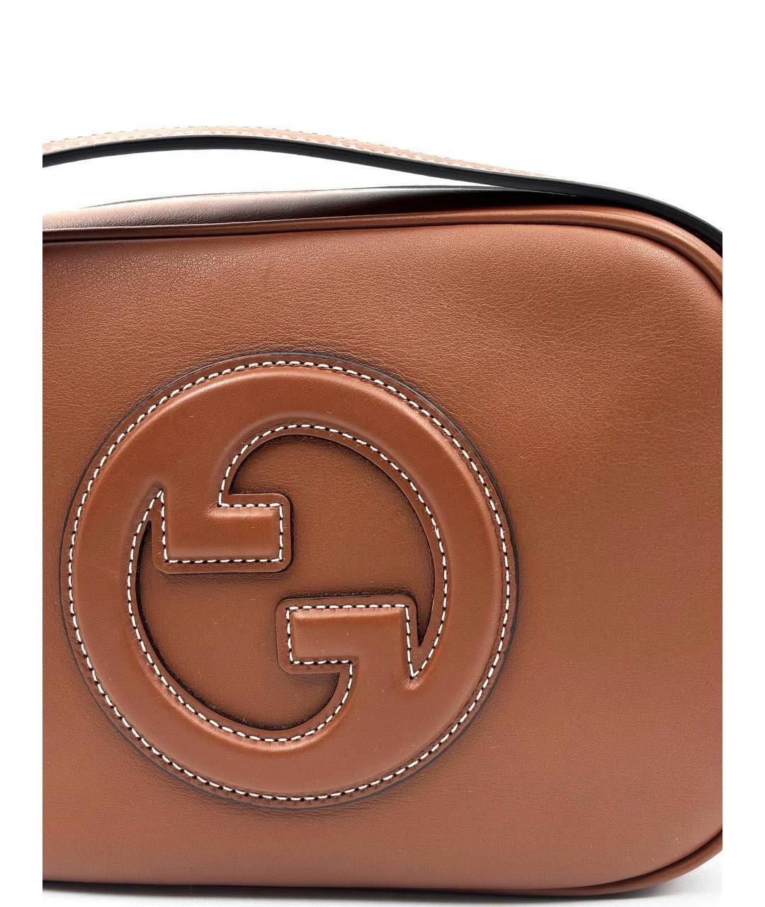 GUCCI Коричневая кожаная сумка через плечо, фото 3