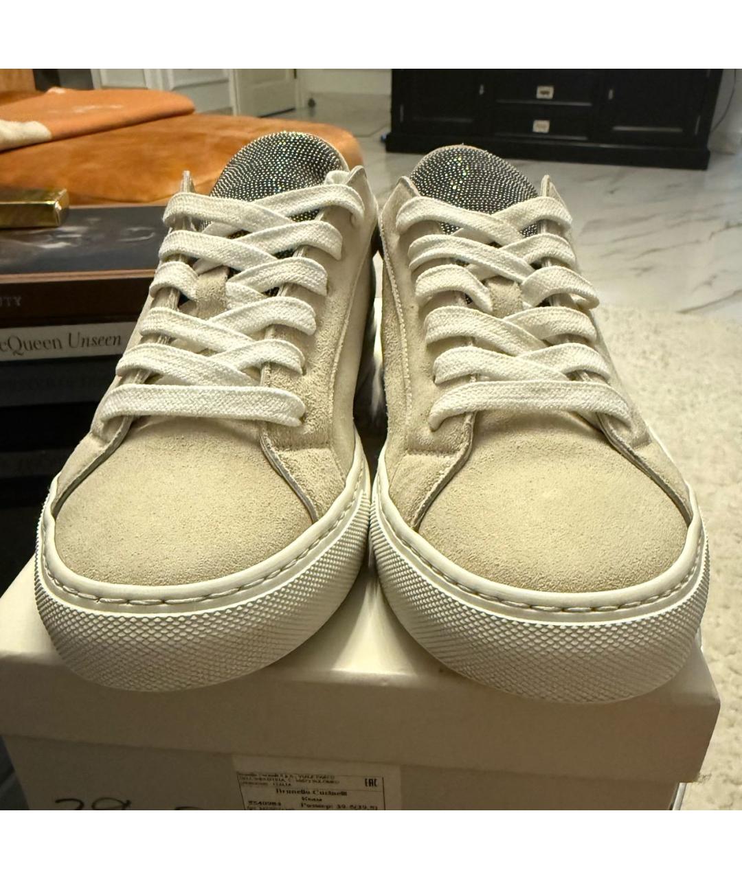 BRUNELLO CUCINELLI Бежевые замшевые кеды, фото 2