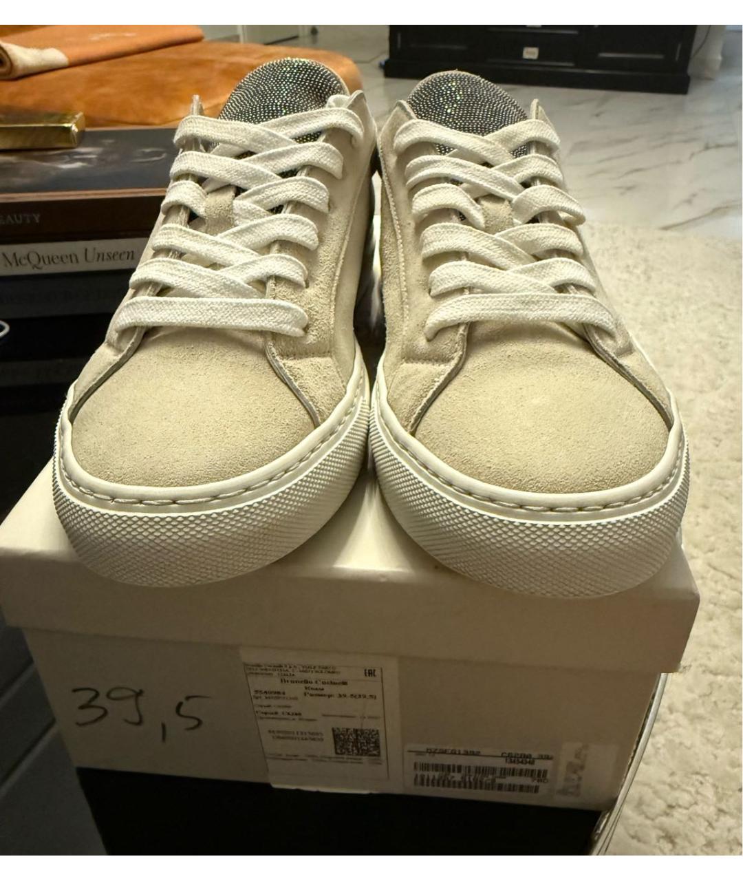 BRUNELLO CUCINELLI Бежевые замшевые кеды, фото 5