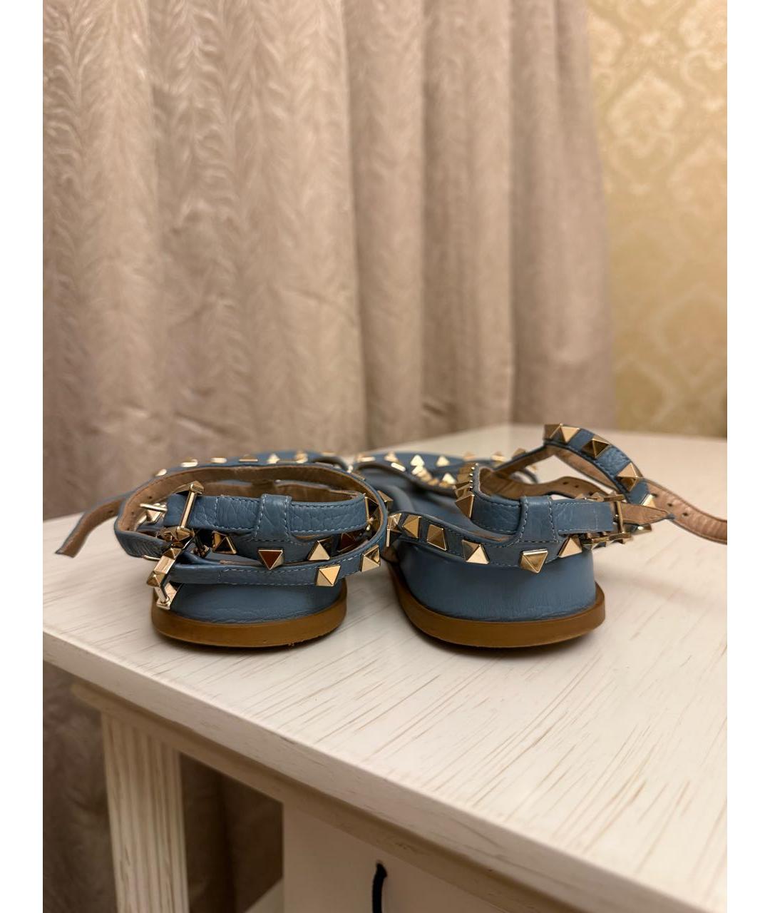 VALENTINO Голубые кожаные сандалии, фото 4