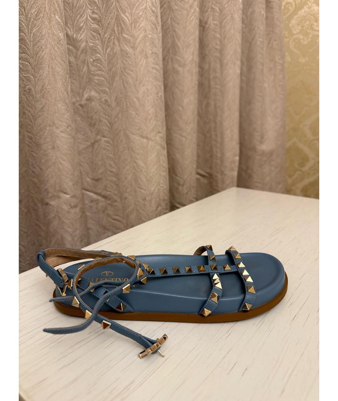 VALENTINO Голубые кожаные сандалии, фото 9