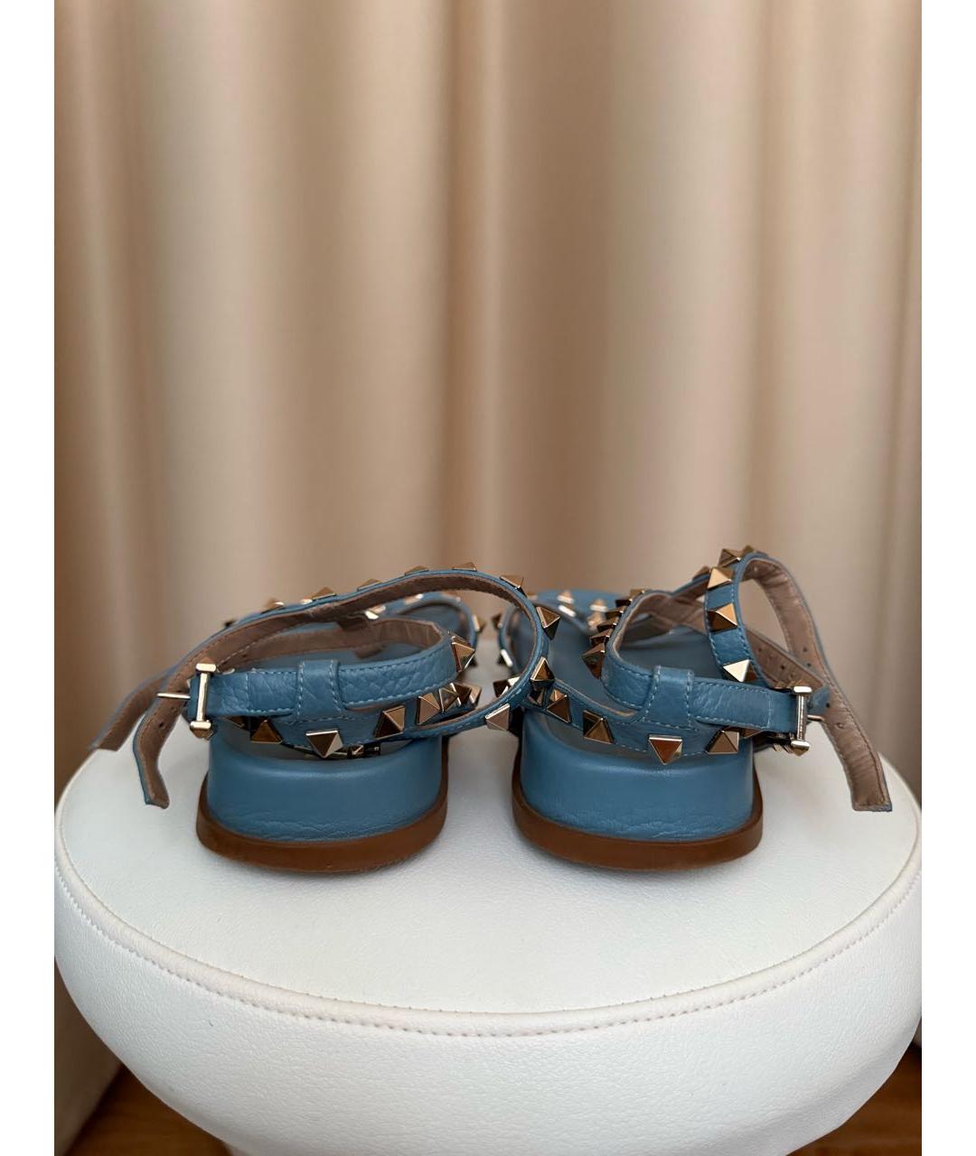 VALENTINO Голубые кожаные сандалии, фото 4
