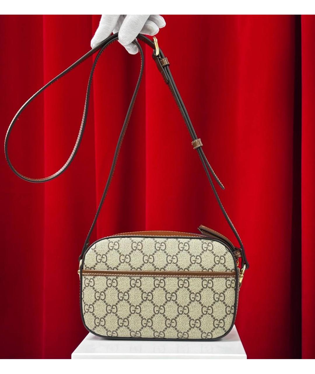 GUCCI Коричневая кожаная сумка через плечо, фото 5