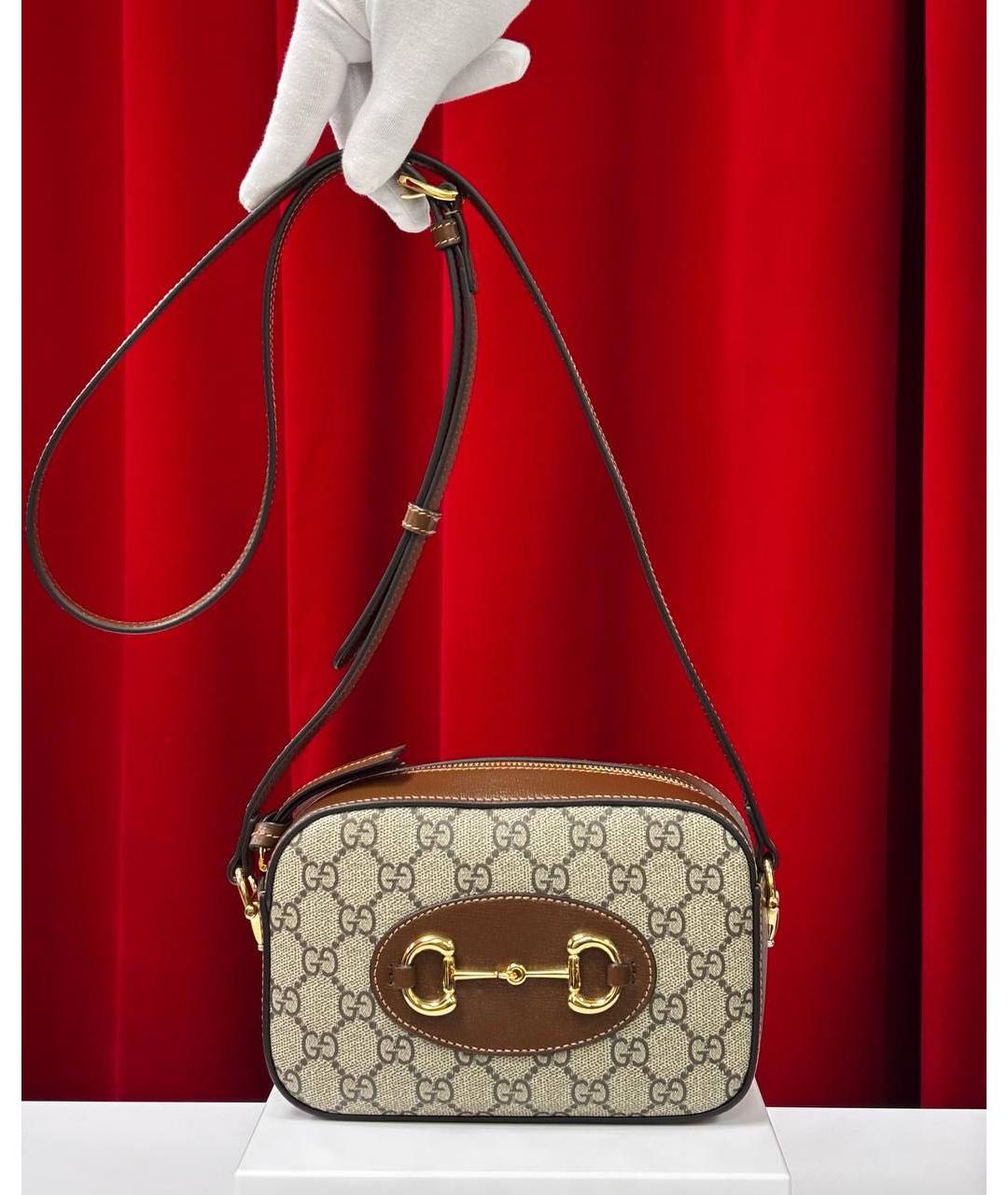 GUCCI Коричневая кожаная сумка через плечо, фото 4