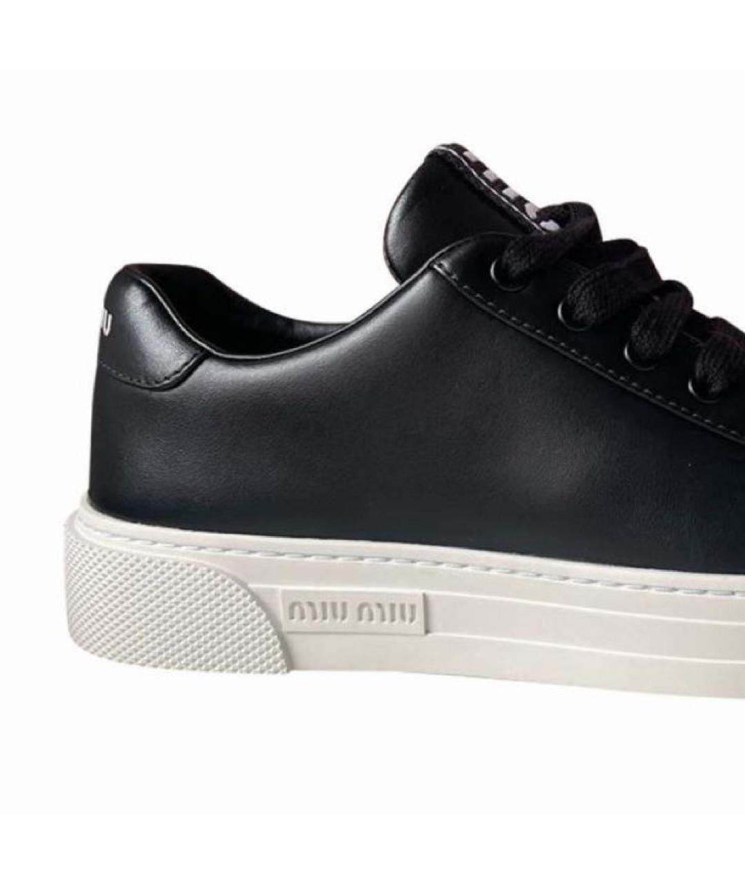 MIU MIU Черные кожаные кеды, фото 2