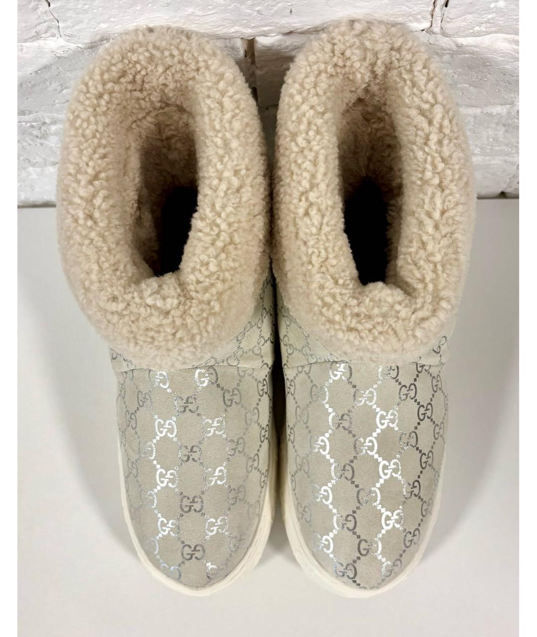 GUCCI Бежевые замшевые сапоги, фото 3