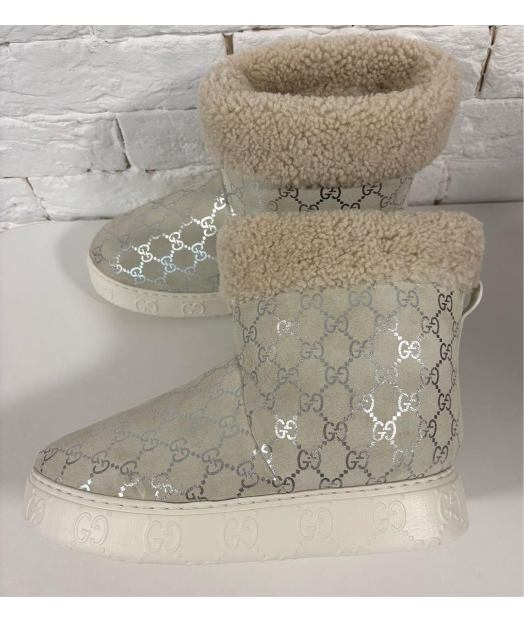 GUCCI Бежевые замшевые сапоги, фото 7