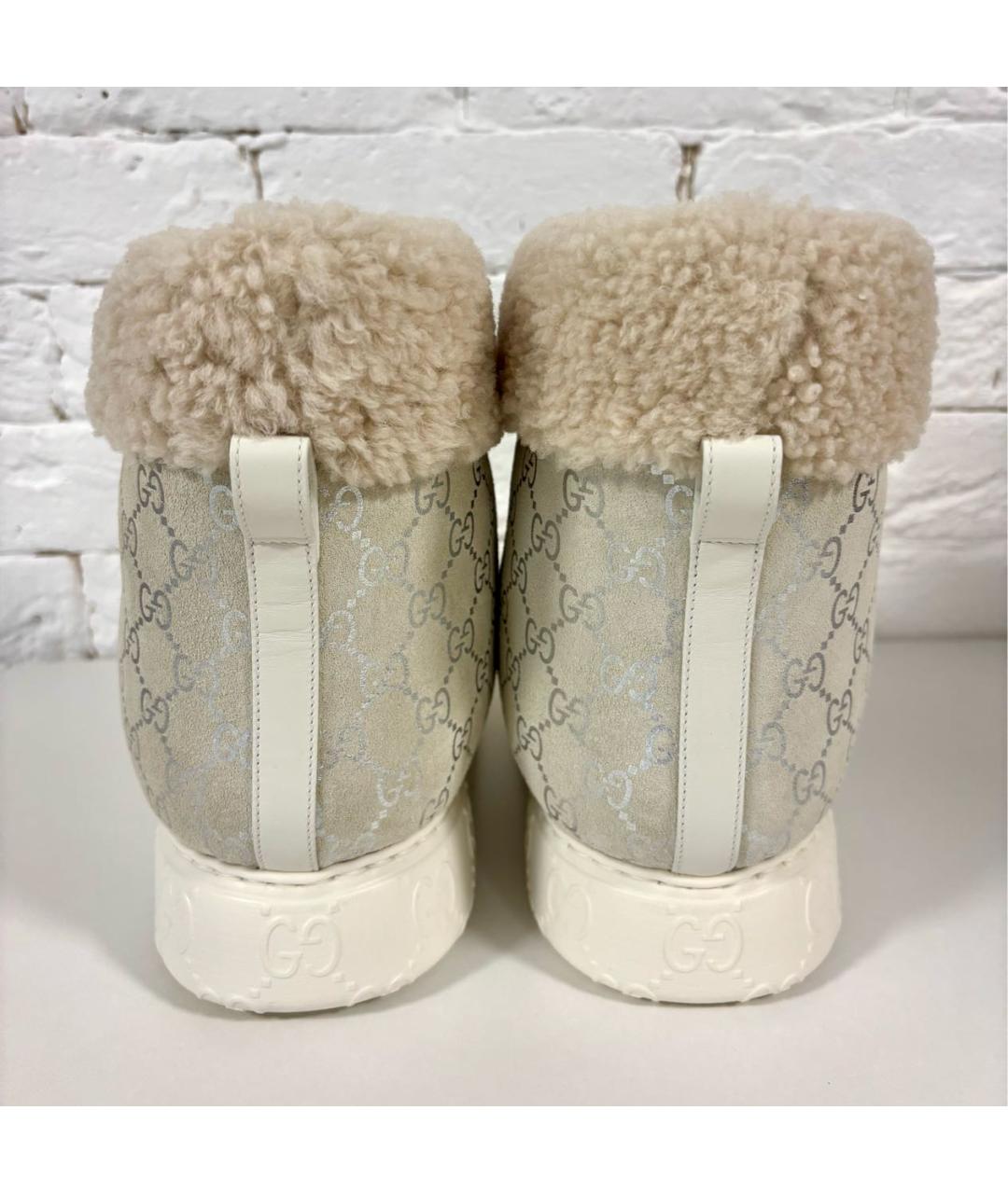 GUCCI Бежевые замшевые сапоги, фото 4