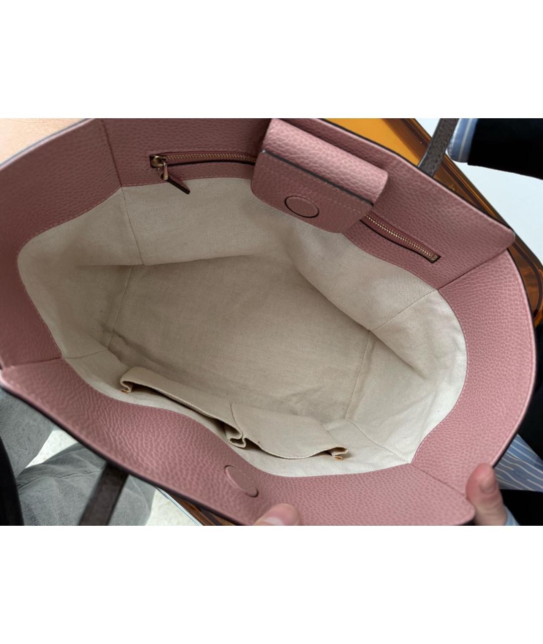 GUCCI Серая кожаная сумка тоут, фото 6