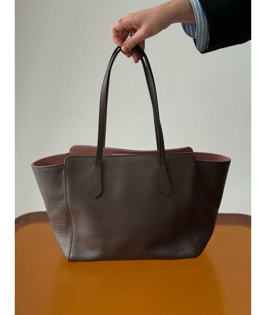 GUCCI Серая кожаная сумка тоут, фото 2