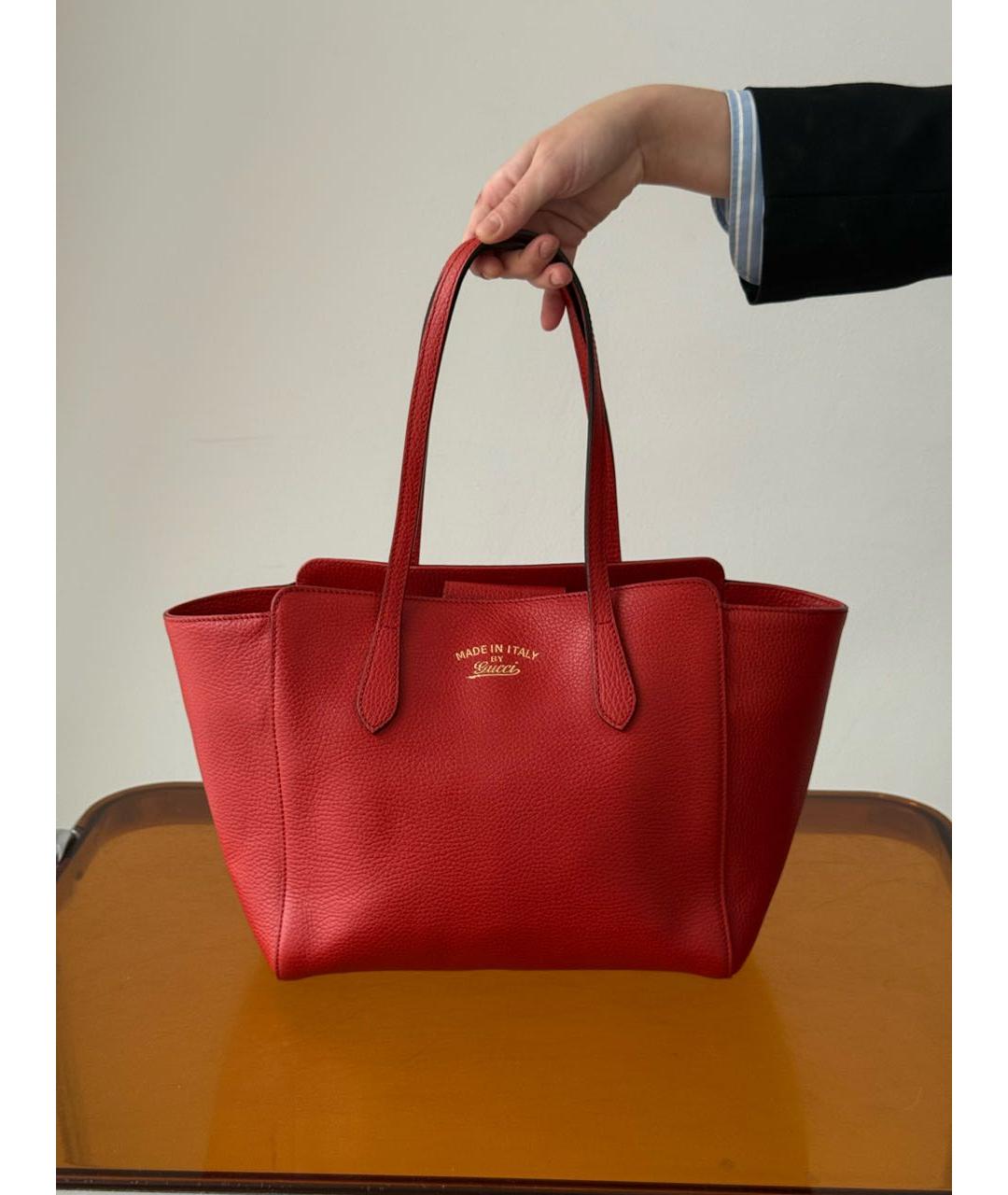 GUCCI Красная кожаная сумка тоут, фото 8