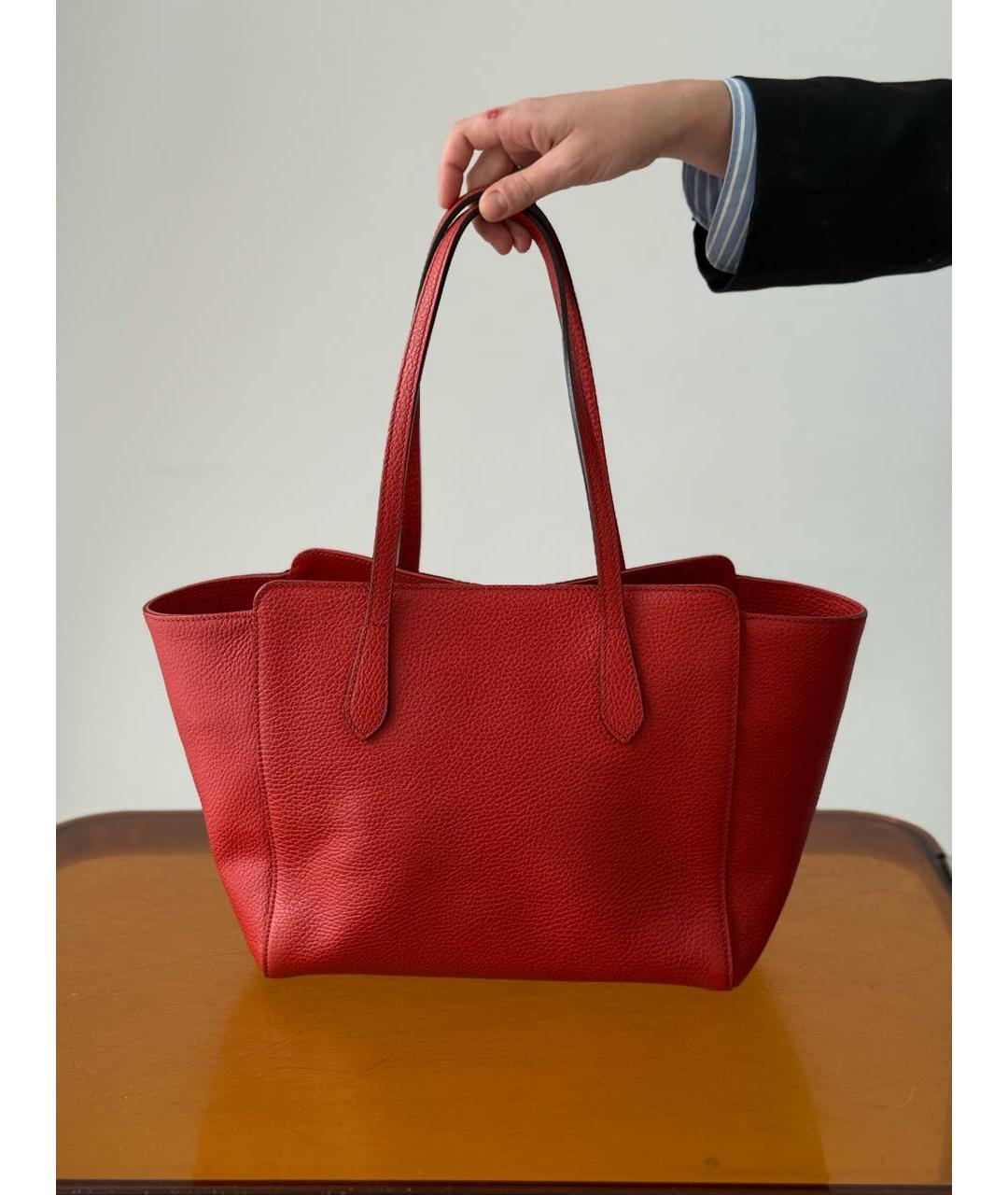 GUCCI Красная кожаная сумка тоут, фото 3