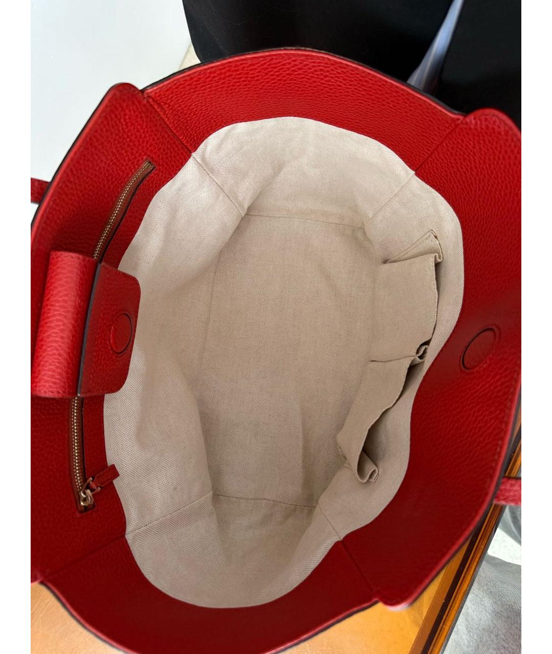 GUCCI Красная кожаная сумка тоут, фото 6