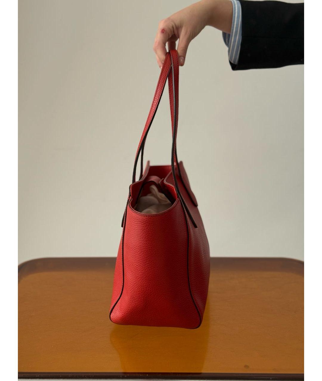 GUCCI Красная кожаная сумка тоут, фото 2