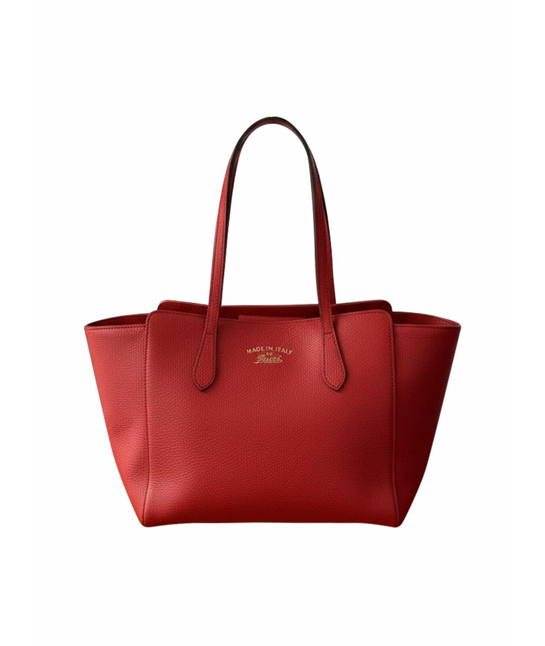 GUCCI Красная кожаная сумка тоут, фото 1