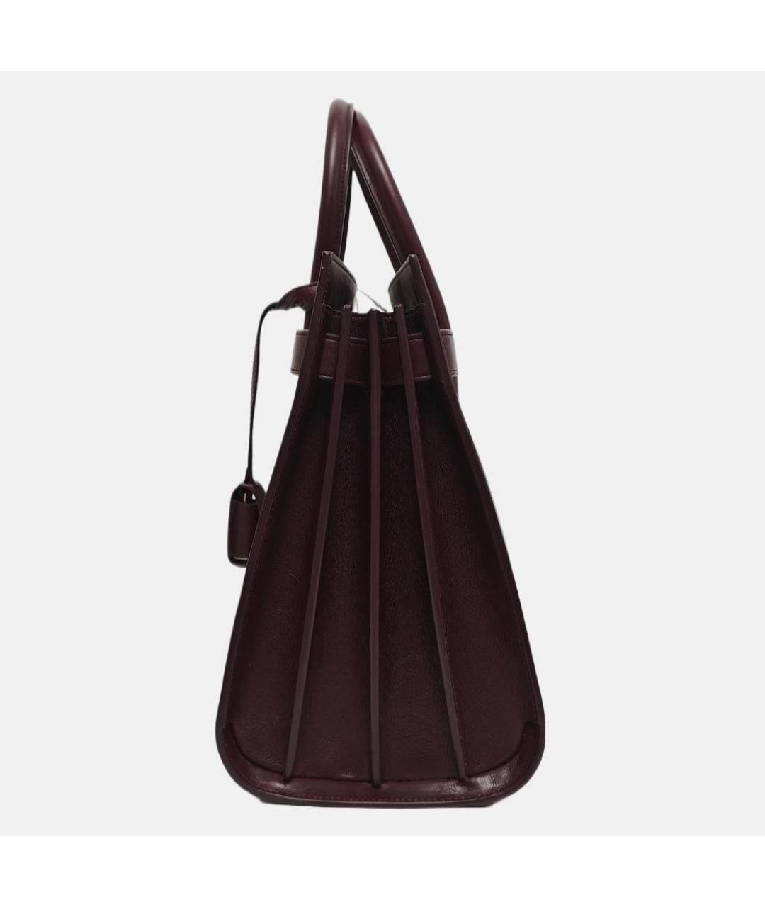 SAINT LAURENT Бордовая кожаная сумка с короткими ручками, фото 4