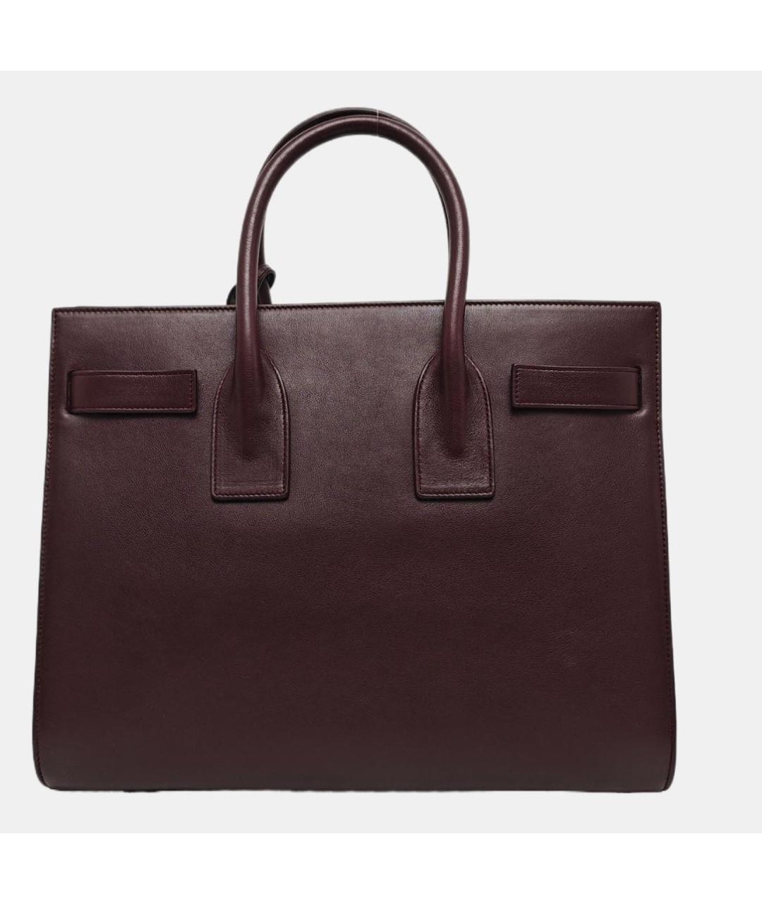 SAINT LAURENT Бордовая кожаная сумка с короткими ручками, фото 3