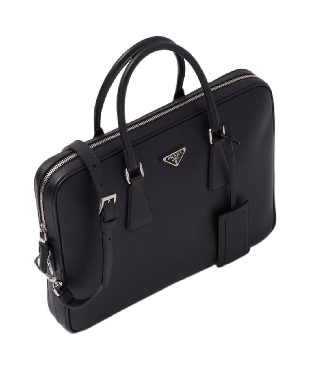 PRADA Черный кожаный портфель, фото 2