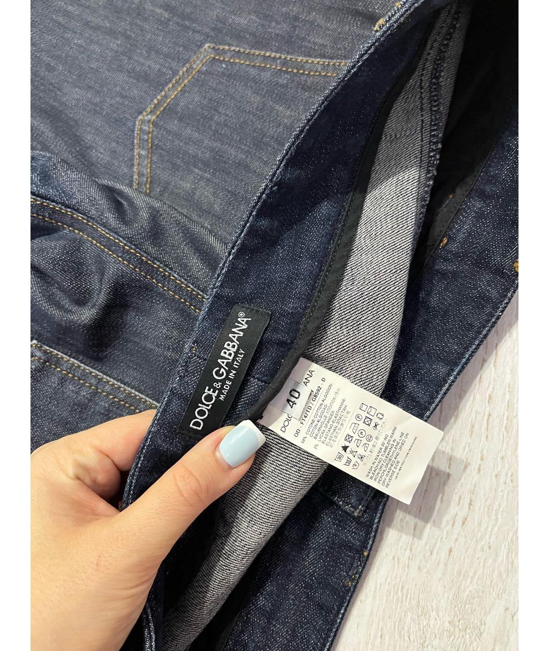 DOLCE&GABBANA Синие хлопковые джинсы слим, фото 4