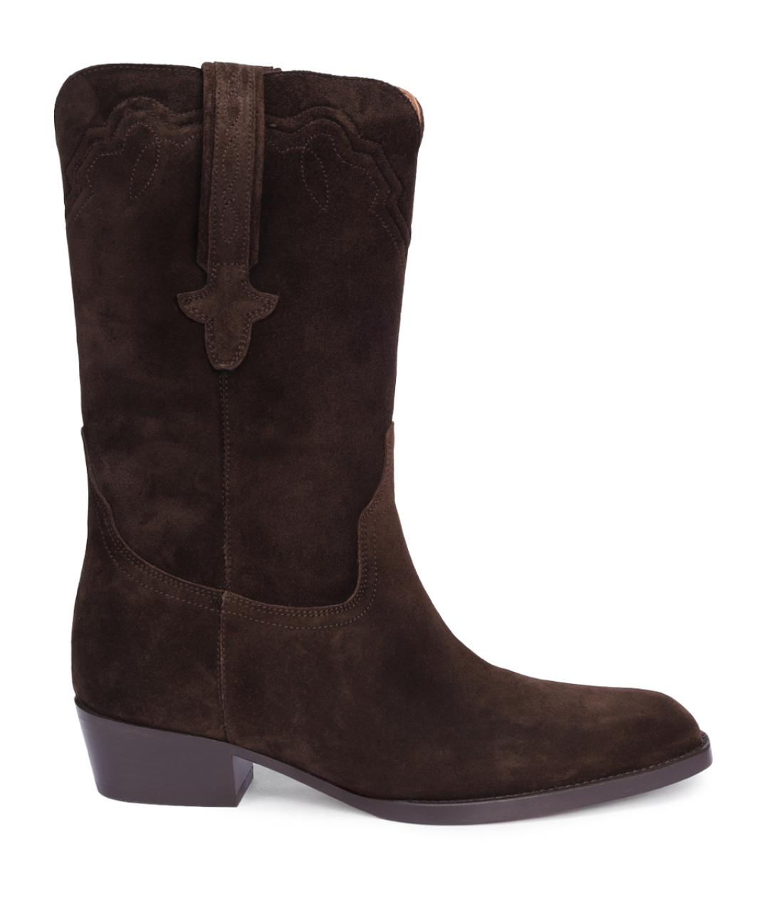 PARIS TEXAS Коричневые замшевые полусапоги, фото 1