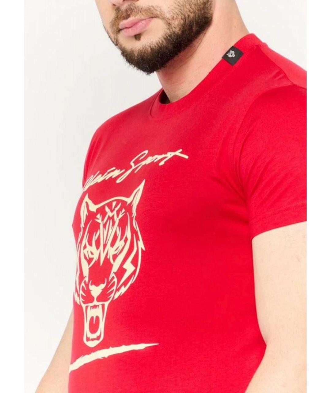 PHILIPP PLEIN Красная хлопковая футболка, фото 7