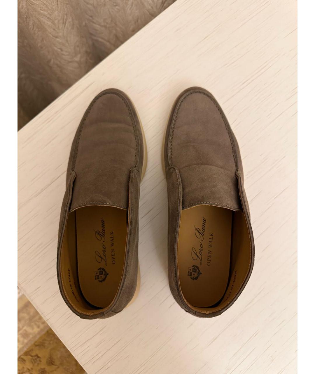 LORO PIANA Коричневые замшевые лоферы, фото 3