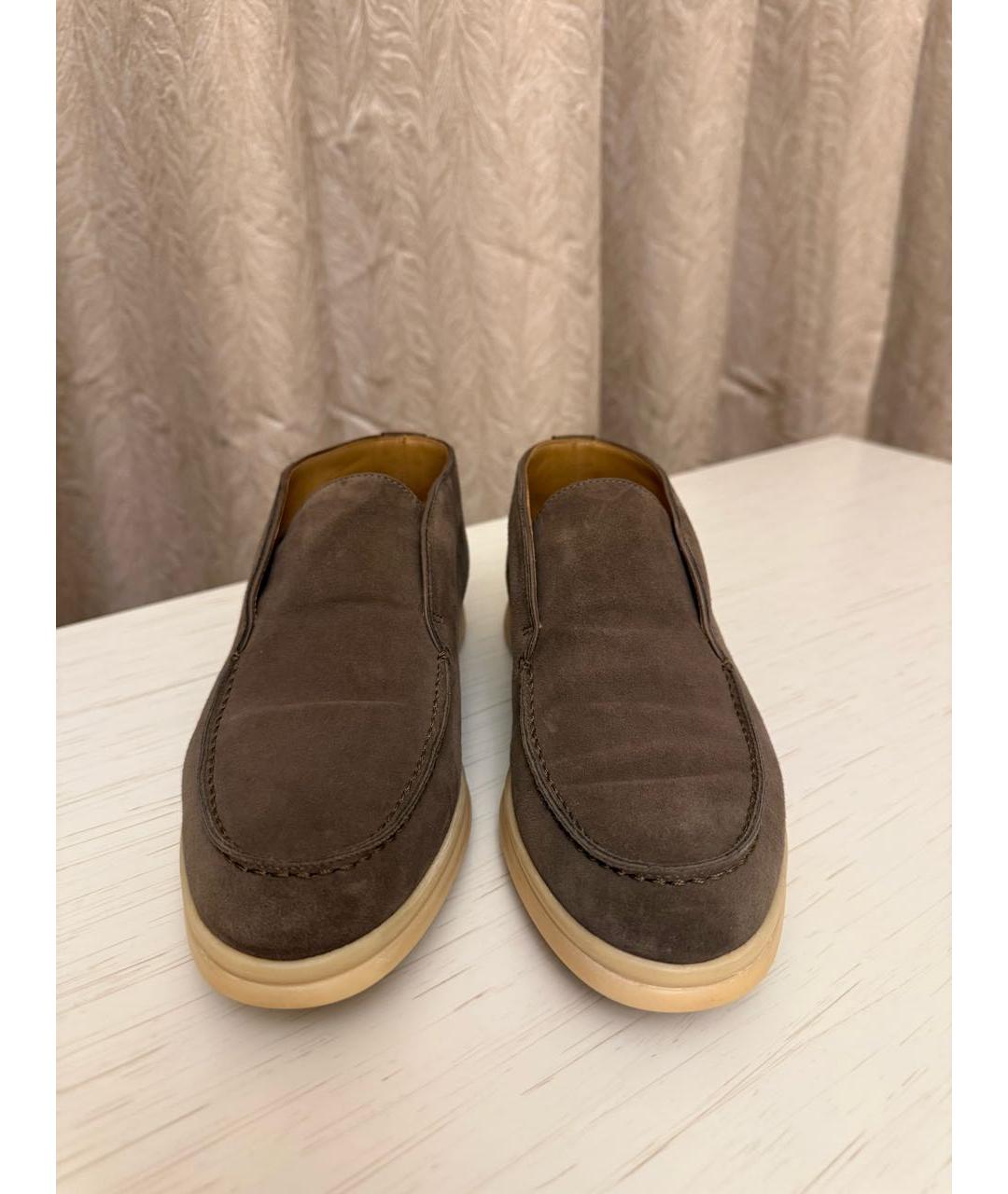 LORO PIANA Коричневые замшевые лоферы, фото 2