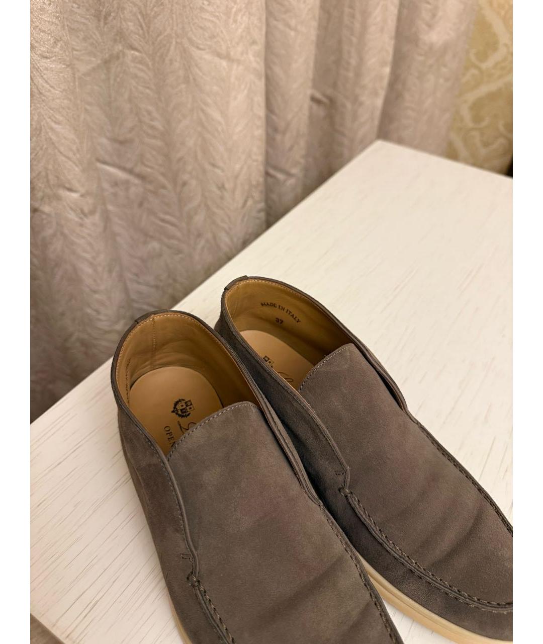 LORO PIANA Коричневые замшевые лоферы, фото 8